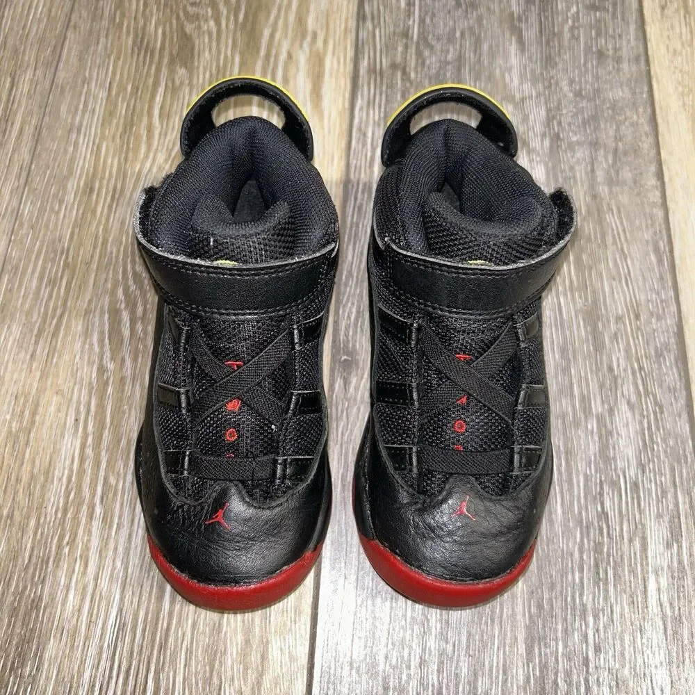 Nike Air Jordan 6 Rings Youth US Size 9C Black Red 323420-063 Sneaker Shoes
